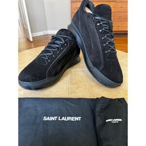 $795 Saint Laurent Men's Black Suede Jump Sneaker With Logo size 12